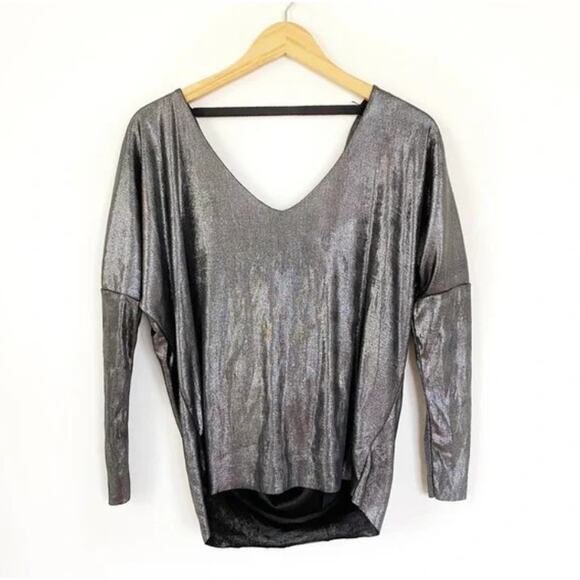 NWT Urban Outfitters Silence + Noise Metallic Cowl Open Back Blouse XS - Picture 2 of 7